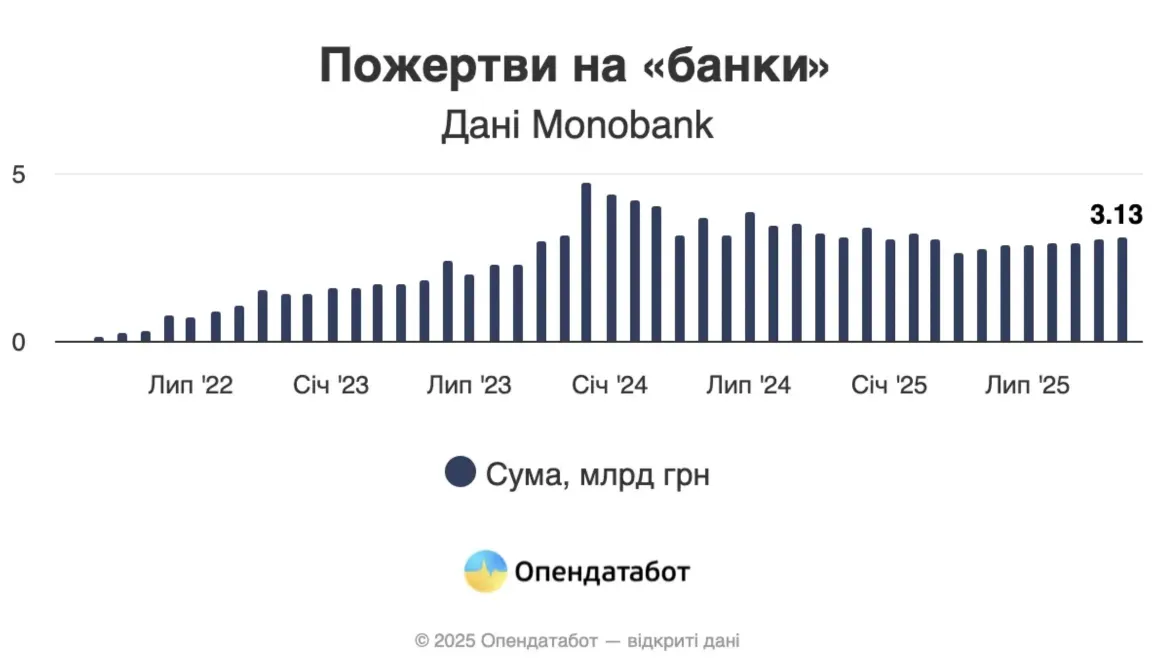 щомісяця 1,8 млн людей закидають гроші на волонтерські банки